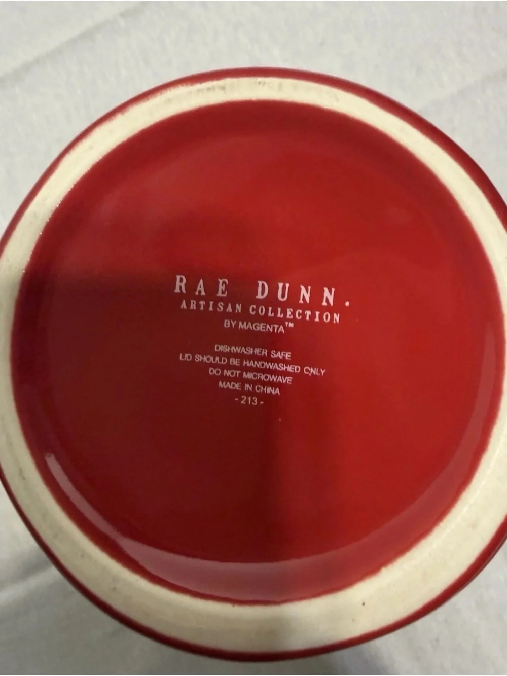 Rae Dunn Red and Cream Ceramic Bowl - Artisan Collection